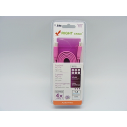 Kabl HDMI na HDMI flat 1,8m pink