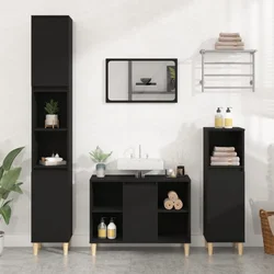 Ormarić za umivaonik crni 80 x 33 x 60 cm konstruirano drvo