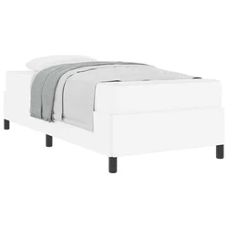 Vidaxl Konstrukcija postelje z vzmetnico Bela 80 x 200 cm blago