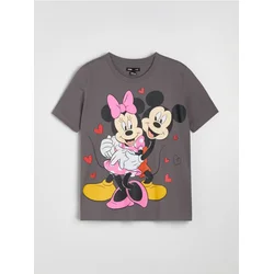 Sinsay - Pamučna majica sa printom Disney - tamno siva