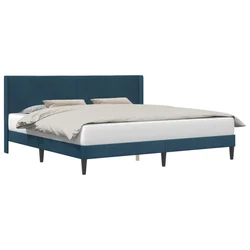 Vidaxl Konstrukcija postelje z vzglavjem Modra 180 x 200 cm Žamet