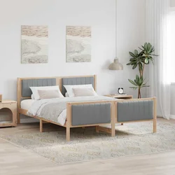 Okvir kreveta s uzglavljem Smeđa i svijetlo siva 150 x 200 cm