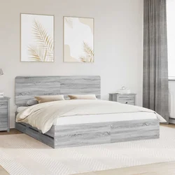 vidaXL Konstrukcija postelje s predalom Siva Sonoma 180 x 200 cm