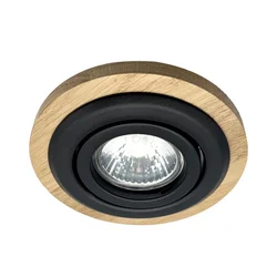Ugradno stropno svetlo TOBBY 1xGU10/20W/230V, prečnik 11,5 cm, hrast/crna