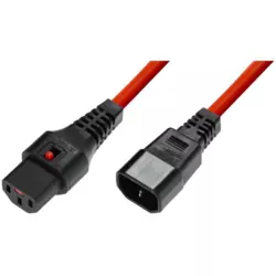 MicroConnect Kabel napajalni C13 IEC Lock - C14 2,5m Rdeč