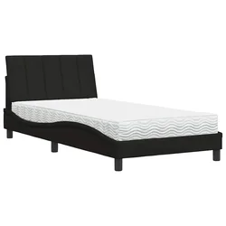 Vidaxl Postelja z vzmetnico Hanko črna 100x200 cm blago