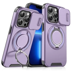 Maska za mobilni telefon iPhone 13 Pro CAMSHIELD RING STAND, Ljubičasta