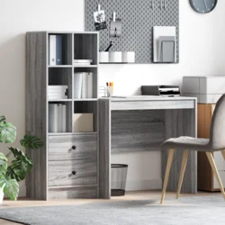Stol s ladicama s policom s pohranom 2 pcs Siva Sonoma