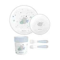 Kikka Boo Set posuđa za bebe, 4 komada, Belo-plavi