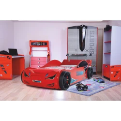 Hanah Home Dečiji krevet - auto Eko 120x60??x230cm Crni