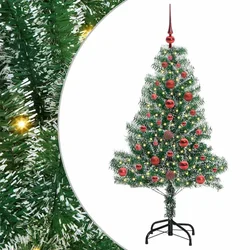 Umjetno Božićno Drvo s Snježnim Flokom i LED Svjetlom 120 cm