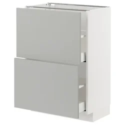 METOD / MAXIMERA Podni element,2 fioke, bela/Havstorp svetlosiva, 60x37 cm