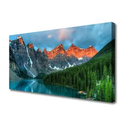 tulup.si Slika na platnu Mountain forest lake landscape 100x50 cm