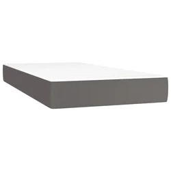 Madrac s džepičastim oprugama srednje tvrdoće sivi 100x200x20cm od umjetne kože