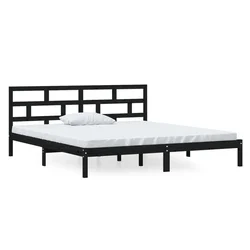 Vidaxl Posteljni okvir črn iz borovine 140x190 cm