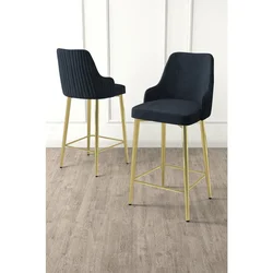 Hanah Home set od 2 barskih stolica Tera, antracit tkanina Babyface, zlatne metalne noge