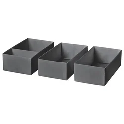 SKUBB Set kutija, 3 kom., tamnosiva, 20x38x12 cm