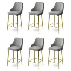 Hanah Home Set barskih stolica Enox, 6 komada, Sivo-zlatni