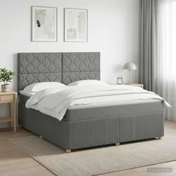 vidaXL Postelja boxspring z vzmetnico Temno siva 160 x 200 cm Blago