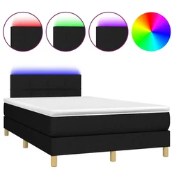 Vidaxl Box spring postelja z vzmetnico LED črna 120x190 cm blago