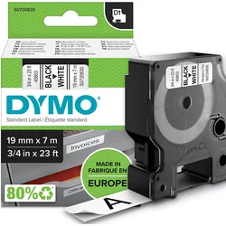 Trak DYMO D1 19mm/7m - bel trak/črn tisk, 45803