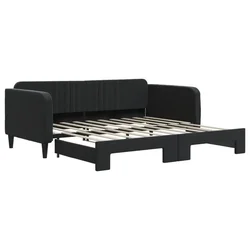 Vidaxl Izvlečna dnevna postelja črna 90x190 cm žamet