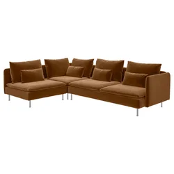 SÖDERHAMN Ugaona sofa, 4-sed, bez stranice/Alhamn tamna žutosmeđa