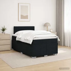 vidaXL Postelja boxspring z vzmetnico Črna 120 x 200 cm Blago