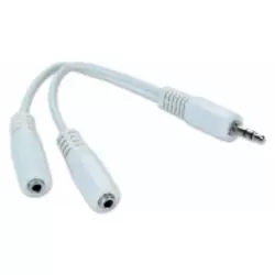 GEMBIRD 3.5mm kabl sa 2 stereo ulaza, 10cm, Beli (CCA-415W)
