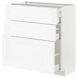 METOD / MAXIMERA Podni element s 3 fioke, bela Enköping/bela im. drveta, 80x37 cm