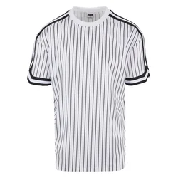 Mens Oversized Striped Mesh Tee T-Shirt - white/black