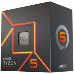 AMD CPU Desktop Ryzen 5 6C/12T 7600 (5.2GHz Max, 38MB,65W,AM5) box, with Radeon Graphics and Wraith Stealth Cooler