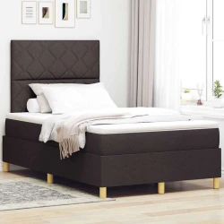 Vidaxl vzmetnica s posteljo & LED temno rjava 120x200 cm tkanina