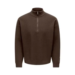 Only & Sons Pulover ONSCARTER temno rjava