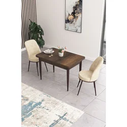 Hanah Home trpezarijski set Nil, sto i 2 stolice, ploča u dekoru drveta Baroque, krem tkanina Babyface