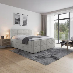 Livetastic BOXSPRING POSTELJA 180 cm  x 200 cm , kovina, umetna masa, tekstil, karton, leseni material svetlo siva