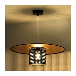 Duolla - Viseći luster na kablu TOKYO RATTAN 1xE27/15W/230V O 50 cm zlatna/crna