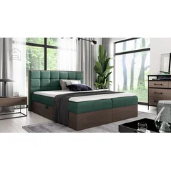 Boxspring postelja Wood 1 - 120x200 cm - temni hrast