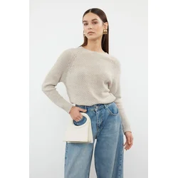 Trendyol Stone Raglan Sleeve Seamless Knitwear Sweater
