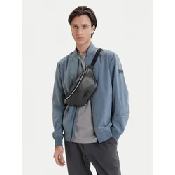 Calvin Klein Torbica za okrog pasu Coated Emblem Print  temno siva / črna