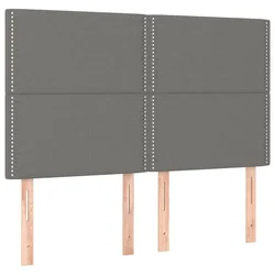 Vidaxl Vzglavje postelje temno sivo 144x5x118/128 cm blago