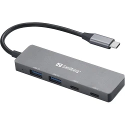Sandberg USB-C hub razdelilnik, 4-v-1 2x USB-A, 2x USB-C
