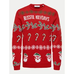 Only & Sons Pulover ONSXmas  smaragd / rdeča / črna / bela