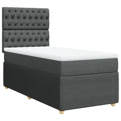 Vidaxl Box spring postelja z vzmetnico temno siva 80x200 cm blago