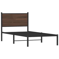 Vidaxl Kovinski posteljni okvir brez vzmetnice rjavi hrast 80x200 cm