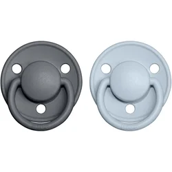 BIBS De Lux Natural Rubber 1 duda Iron/Baby Blue 2 kos
