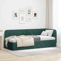 Kutni okvir kreveta Tamnozelena 80 x 200 cm Baršun