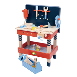 Lesena delavnica TenderLeaf Tool Bench Tender Leaf Toys z orodjem, 18 dodatkov