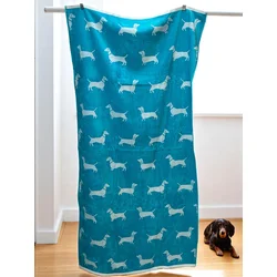Viktorija Plažni peškir Blue Dachshund 160x83cm 100% pamuk A11, Plavi