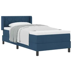 Vidaxl Postelja z vzmetnico z vzglavjem Modra 200 x 100 cm blago